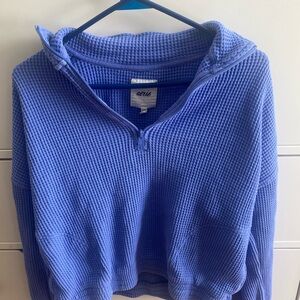 Aerie cropped Periwinkle Waffle Knit Top
